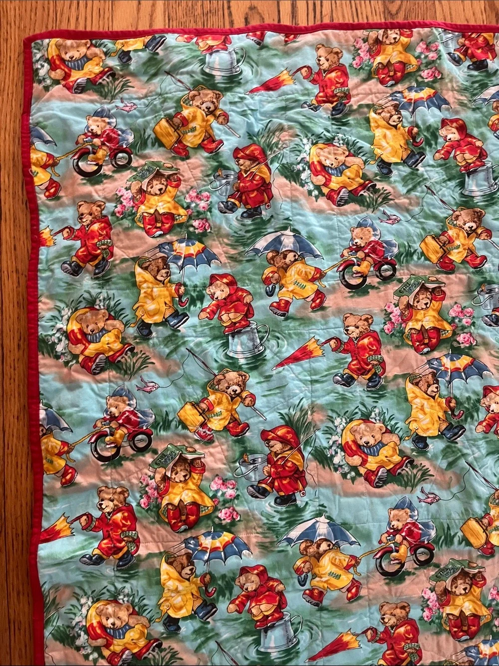 Reversible Bear Handmade Quilt  34” x 42 1/2”